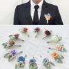 Flowers Wedding Corsage Pins White Pink Groom Men Wedding Witness Marriage Accessories Groom Boutonniere Wedding Classic Flower