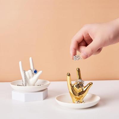 1ks Model gesta, Organizér na prsteny, Elektrogalvanické zpracování, Ideální pro domácí dekoraci a uložení prstenů