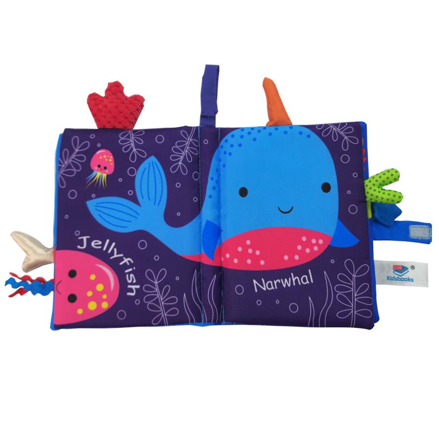3D Tail Baby Cloth Book - Tear-Proof, Black & White/Red Crinkle Toy for Kids
