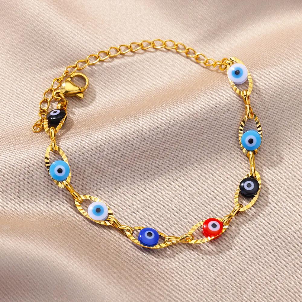 26 Style Elegant Bowknot Stainless Steel Bracelet for Women Gold Color Evil Eye Adjustable Charm Bracelets Fashion Zircon Gifts