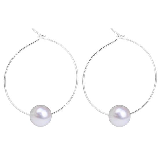 Fashion Women Faux Pearl Charm Huggie Hoop Earrings Party Jewelry Birthday Gift