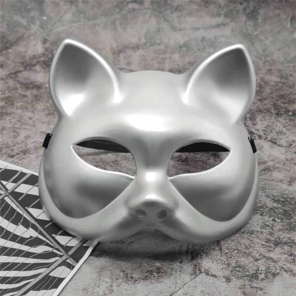 Costume Props Cat Half Face Mask Plastic Halloween Mask Funny Cosplay Mask Carnival
