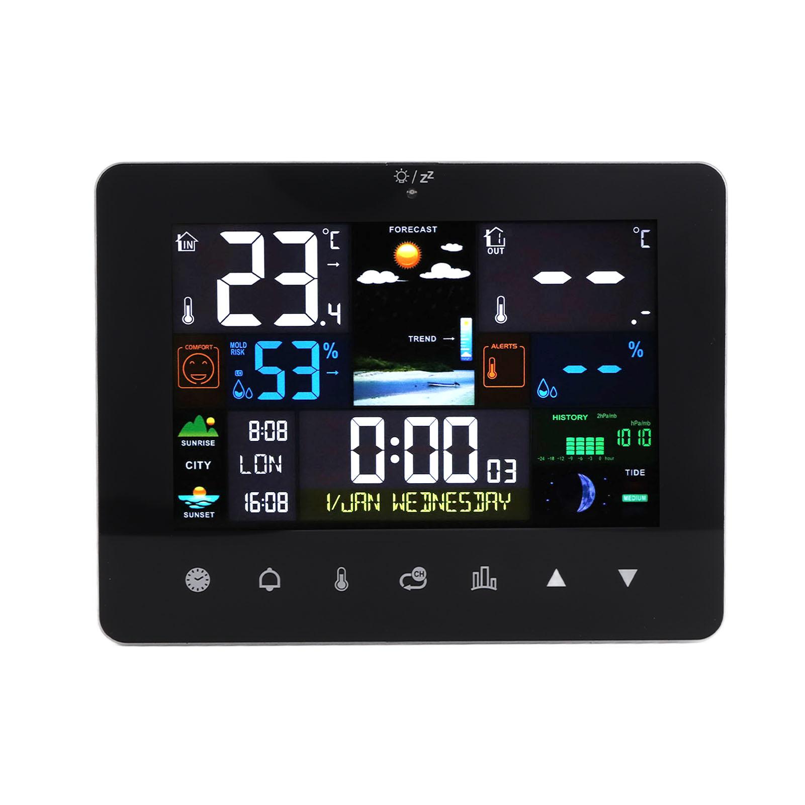 

Цветной сенсорный экран Цифровая станция прогноза погоды Беспроводной крытый наружный термометр