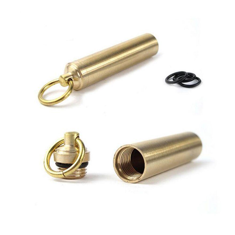Key Chain Delicate Hot Sale Waterproof Box Capsule Brass Holder Medicine Pill Bottle Outdoor