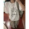 Loosefitting Printed Tshirt With Cute Bear And Slogan Patterns Y2k Retro Street Style Casual Summer Harajuku Style White Tshirt