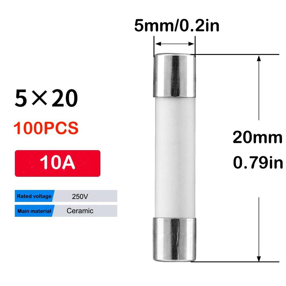 

Керамічний запобіжник 5*20мм 250В Набір запобіжників Нові керамічні трубчасті запобіжники 10A