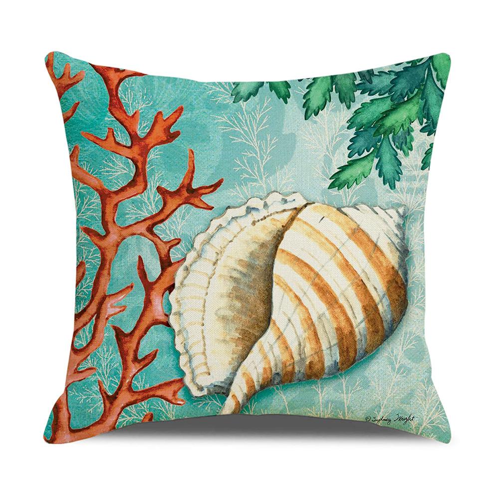 Retro Mediterranean Ocean Digital Print Linen Pillow Reading Cushion Home Furnishings