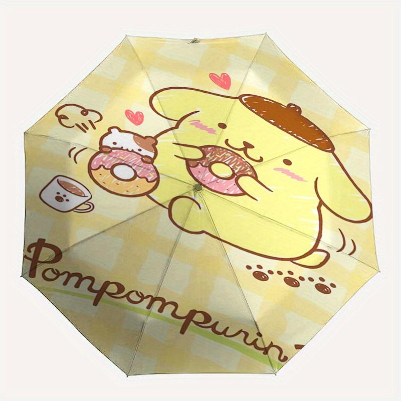 Pompompurin,Donut Automatic Folding Umbrella Simple 8 Rib Design, Bright Cartoon Pattern, Durable Iron Frame, Suitable For Travel, Outdoor,