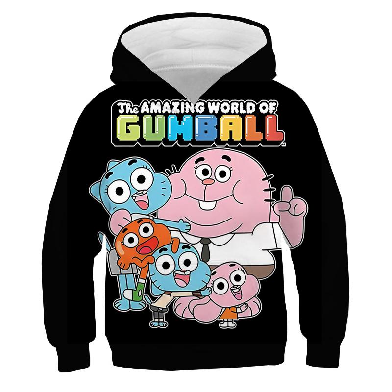 Fashion Kids Clothes The Amazing World of Gumball Hoodie Children Cartoon Pullovers Baby Girls Boys Autumn Hooded Sweatshirts