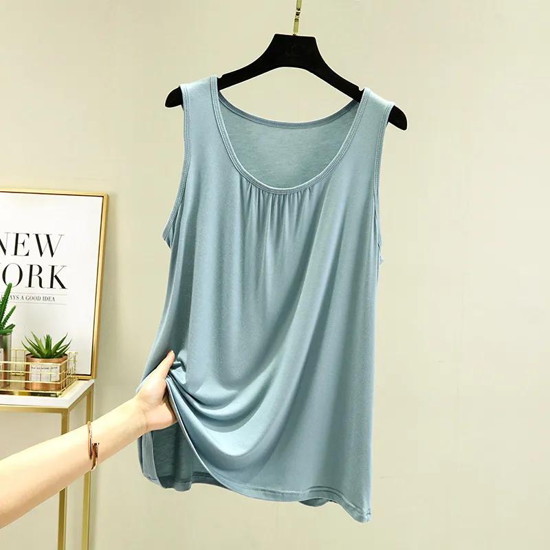 Women's Summer Loose-Fit Pleated Sleeveless Tank Top Solid Color Simple Slimming Lightweight Vest