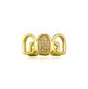 1G-205 for European American Hollow Three-Row Personalized Gold-Plated Zircon-Studded Unisex Braces Halloween Hip-Hop Teeth