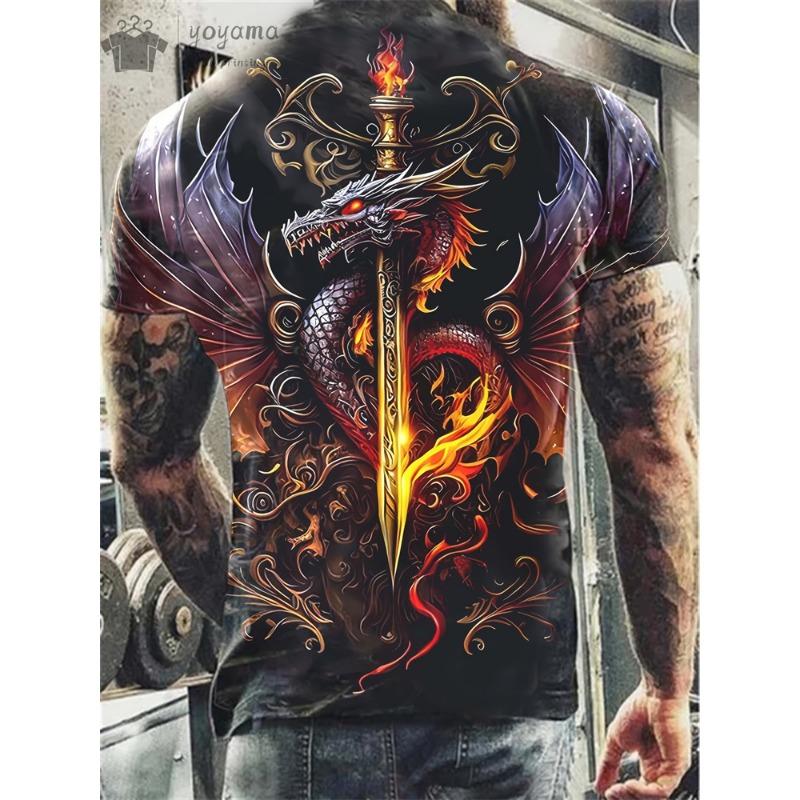 Одежда с принтом дракона Мужская Забавная мужская летняя одежда Футболка мужская с коротким рукавом Футболка с графикой дракона Персонализированная футболка S