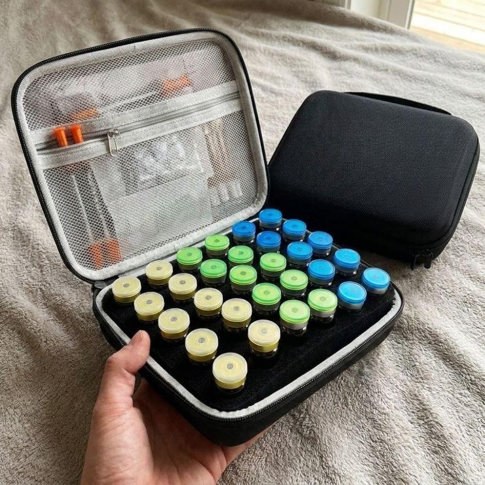 30 Slots Insulin Vial Storage Case Foam Protective Insulin Carrying Case For Home Travel