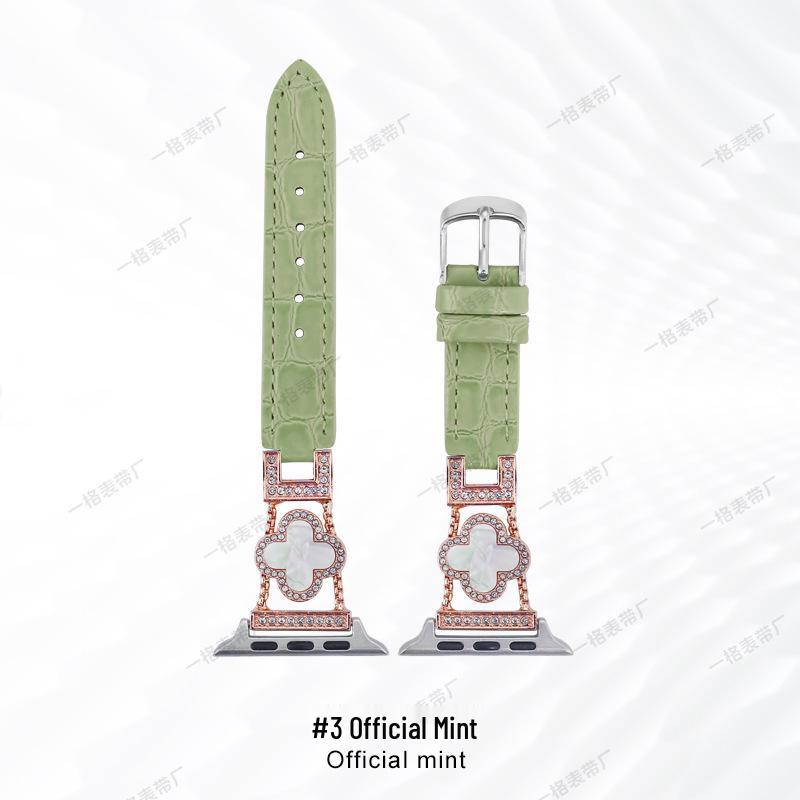 Vierblättriges Kleeblatt Lederarmband für Apple Watch (Kompatibel mit iWatch Serie 5-10) - Damenmode Uhrenarmband