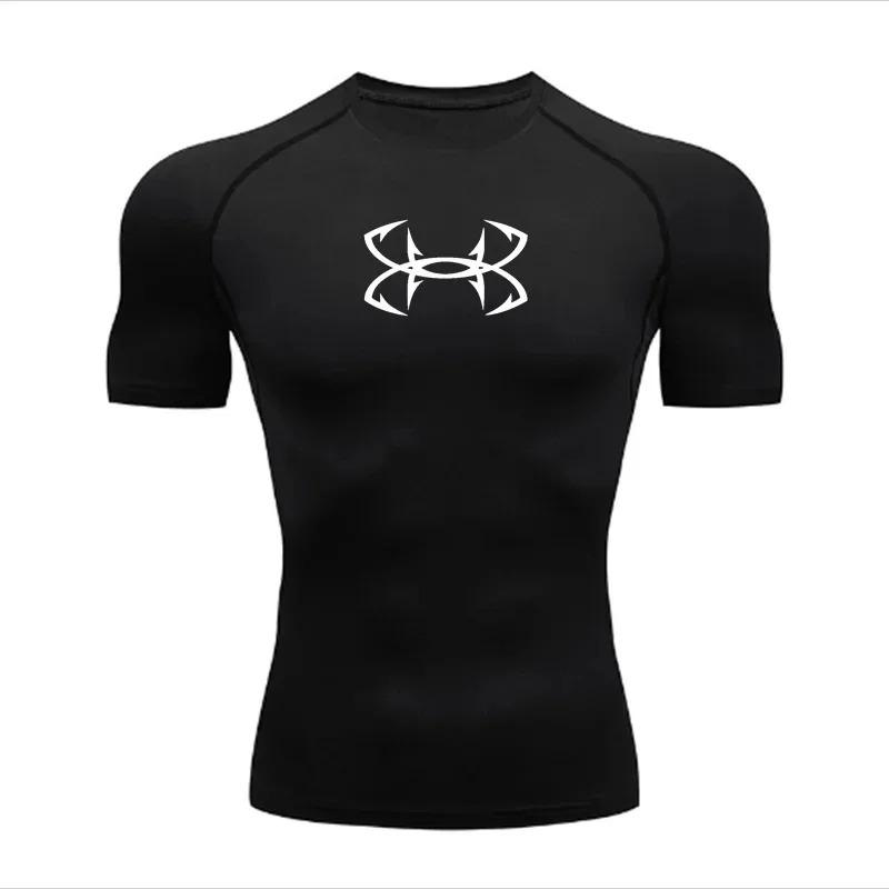 Tight T-shirt for Men's Short Sleeve Sports Fitness Running Sporter Gym Fashion Drying Workout High Elasticity Breathable Sweat-Resistant