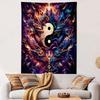 Fiery Yin Yang with Mystic Dragons Patterned Tapestry Home Decor, Suitable for Bedroom and Living Room, Gift