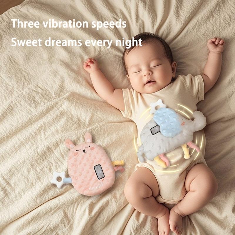 Soft Plush Infant Soothing Toy 3 Calming Sounds 4 Vibration Modes Safe Comfortable Fabric Travel Friendly Design