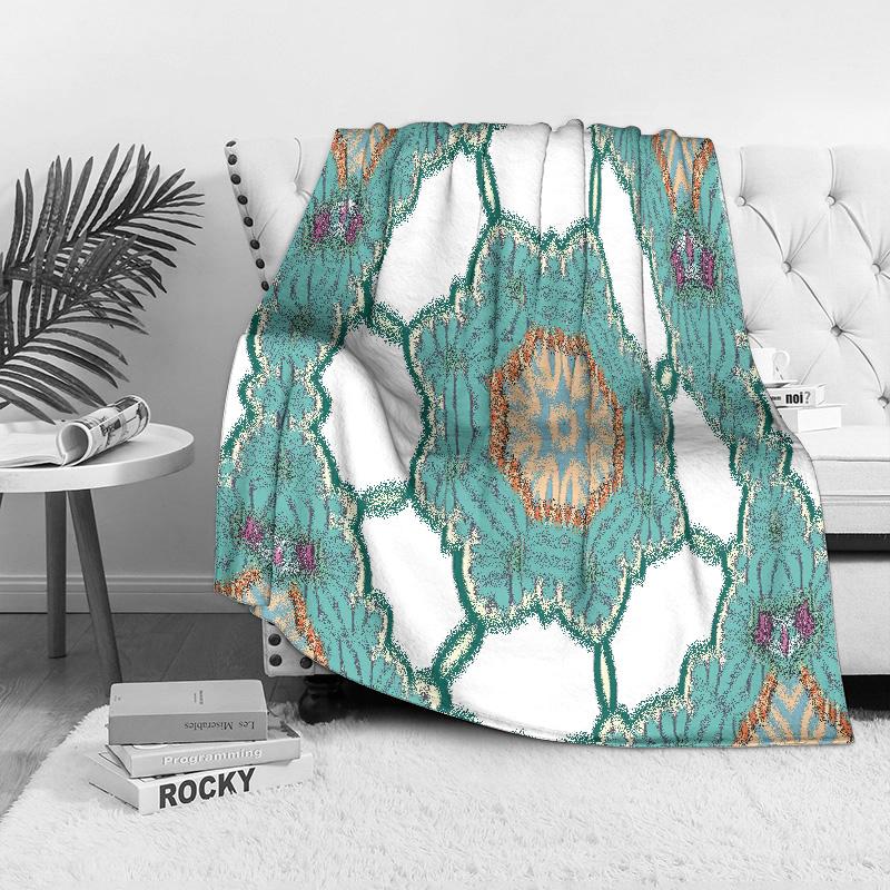 Bohemian Floral Pattern Throw Blanket Geometric Print Bed Blanket Decorative Sofa Cover Home Decor Cushion Cover