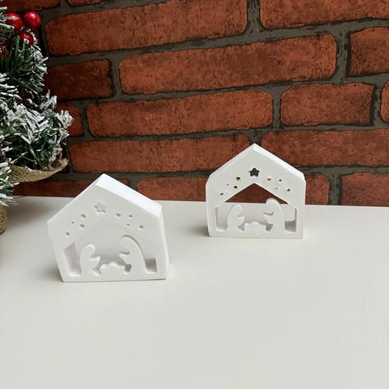Christmas Nativity Lamp Silicone Mold DIY Handmade Birth of Jesus Scene Ornament Crafts Mold Gypsum Cement Epoxy Resin Casting Mold