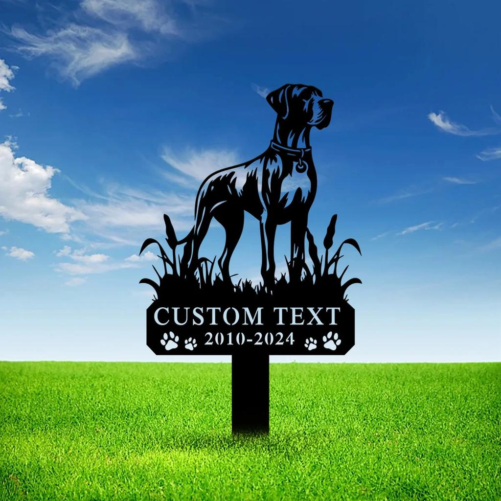 Outdoor Great Dane Dog Memorial Metal Stake Sign Pet Garden Art Name Plate