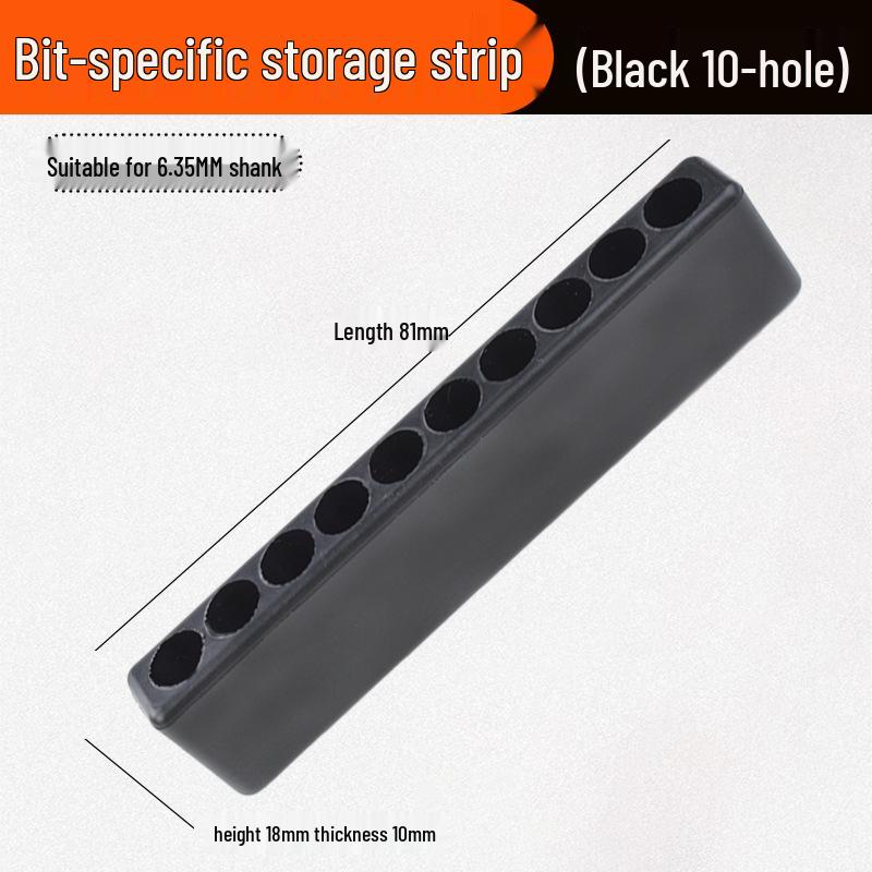 

Битная полоса для хранения: Мягкое резиновое сиденье, держатель бит для пневматической отвертки 6,35 мм с шестигранным хвостовиком, вместимость 6/10/12 слотов.