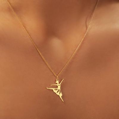 Elegant Ballet Dancer Pendant Necklace Stainless Steel Ballerina Necklaces For Women Jewelry Gifts