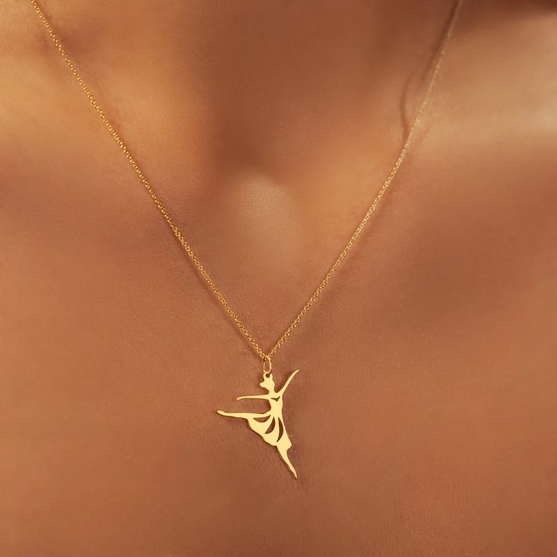 Elegant Ballet Dancer Pendant Necklace Stainless Steel Ballerina Necklaces For Women Jewelry Gifts