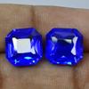 NATURAL Square Cut BLUE Sapphire Loose Gemstone 13.05 Ct Earing Pair CERTIFIED. S-505