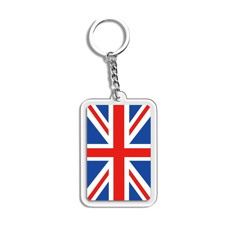 Acrylic Keychain Country Flags Collection United States Spain Russia France For Car Key Bag Gift Souvenir