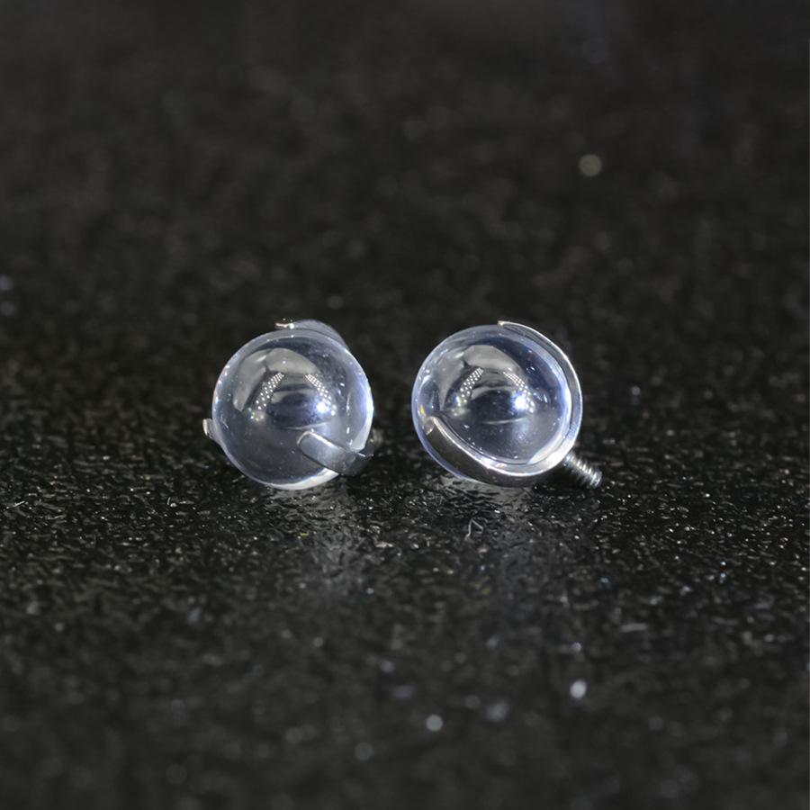 F136 Titanium Zircon Claw Lip Stud Earring with 1.2/0.9 Tooth, 5mm Aurora Ball Piercing Replacement.