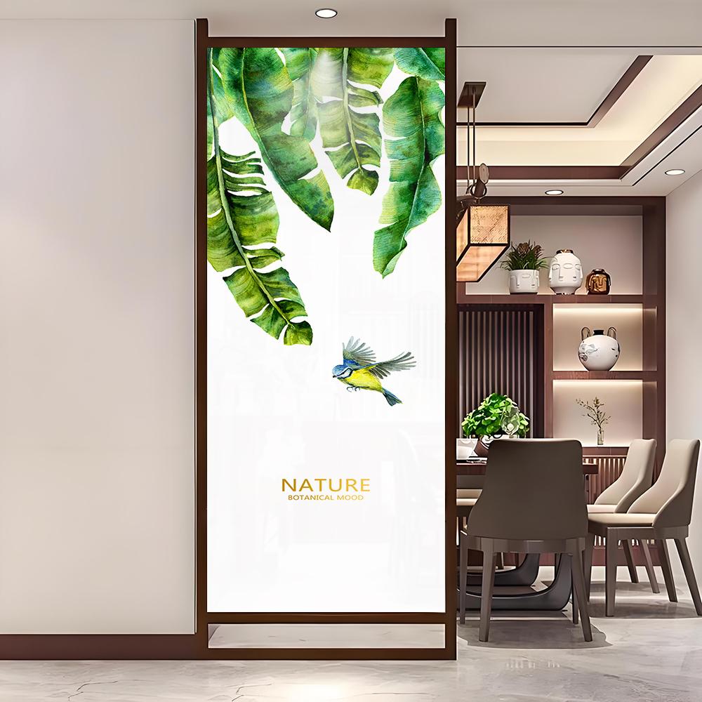 

Privacy Window Film Plant Style Decorative Static Cling Window Film Stained Glass Window Sticker for Home Decor 40 (as the picture,40x100cm WxH)