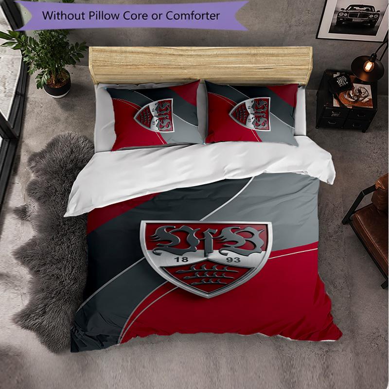 Set Biancheria da Letto Calcio VfB Stuttgart 3 Pezzi Morbido Set Copripiumino con Federe Set Decorazione Camera da Letto per la Casa