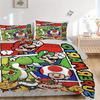 3pcs Super Mario Printed Quilt Set - Includes 1 Quilt Cover and 2 Pillowcases, Machine Washable - Suitable for All Seasons.F090