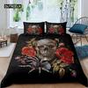 Sugar Skull Segas pārvalks Pusaudžu meitenes gultas veļas komplekts Sugar Skull Decor Gultas veļa Galvaskauss Skelets Rozes Ziedu apdrukas segas pārvalks Dekoratīvs