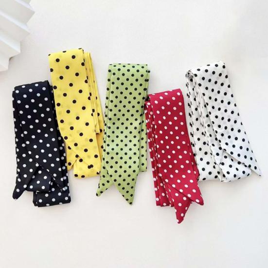 Silk Scarf Dot Print Vintage Style Soft Fabric Neck Scarf Slim Striped Lightweight Breathable Scarf Versatile Neck Accessory
