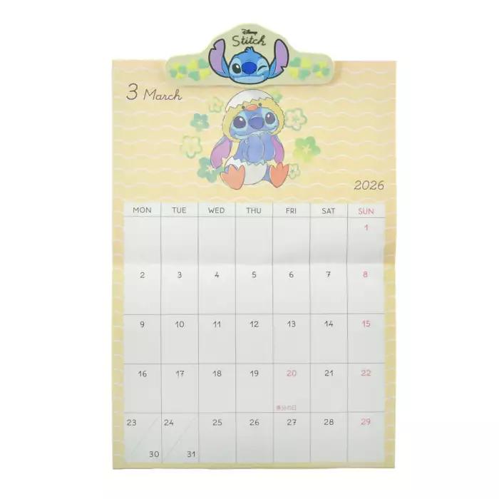 Disney Stitch Scrump Wall Calendar with Clip Costume 2026 Japan NEW Disney Store