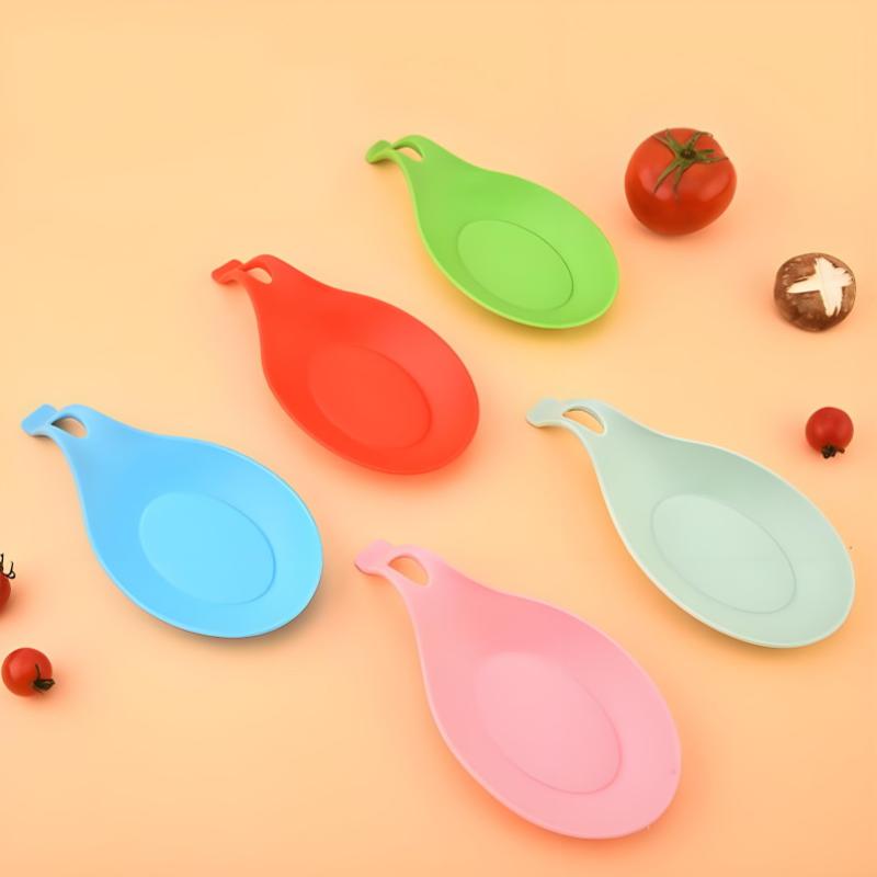 Spoon Rest, Silicone Heat-Insulating Spoon Rest, Spatula Holder, Heat-Resistant Cutlery Placemat Tray, Kitchen Tools