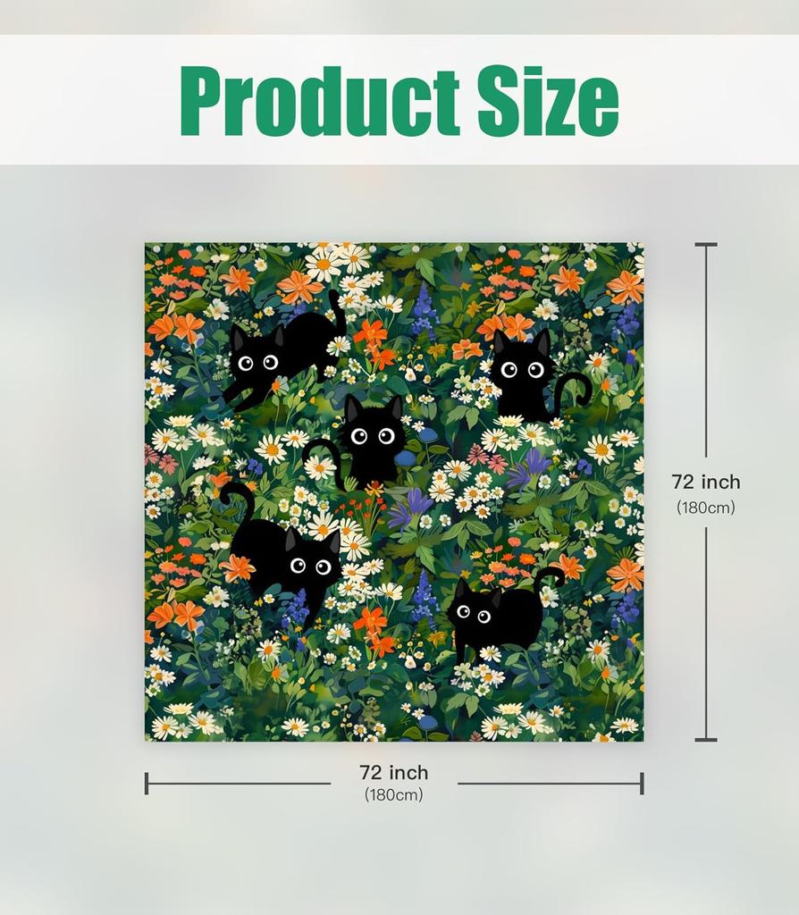 Shower Curtain For Bathroom Stall Boho Modern Cute Aesthetic Decorative Girly Waterproof Unique Cats Flowers Girls Chic Print