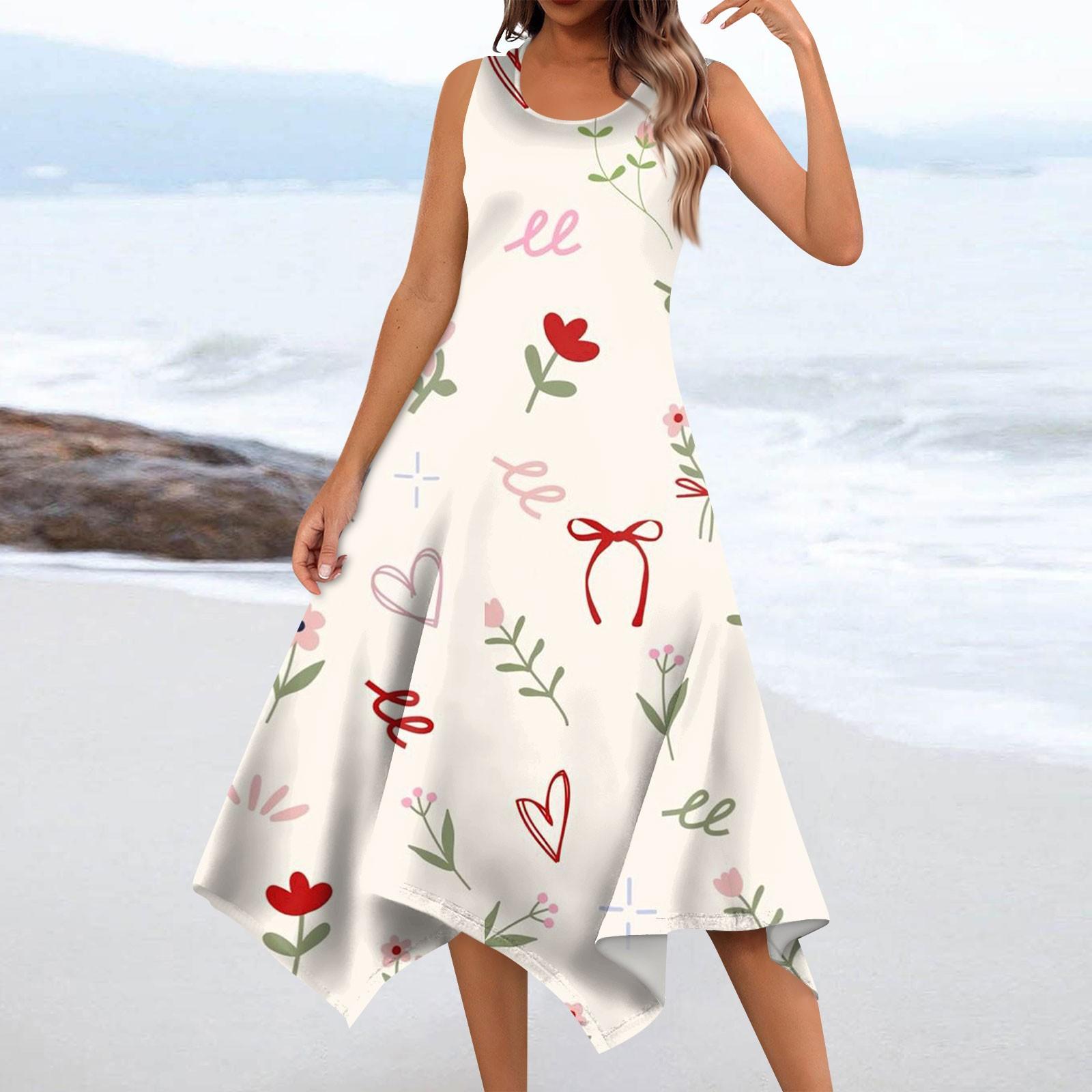 

Женское повседневное модное платье миди с круглым вырезом, без рукавов, с бантом и неровным подолом XL бежевый