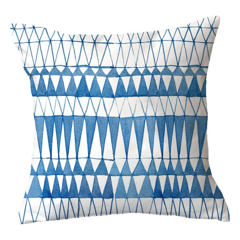 Simple New Blue Geometric Plush Pillowcase Home Fabric Sofa Pillow Cushion Cover Design