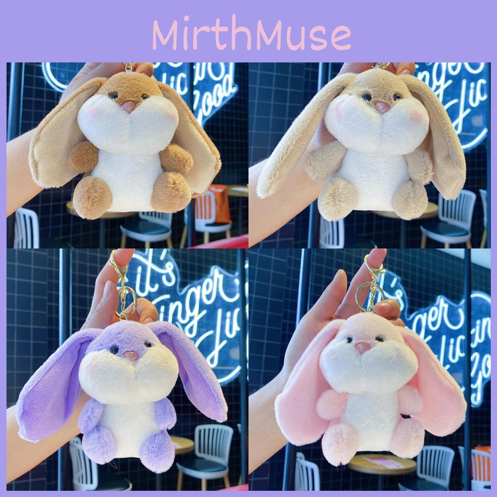 Plush Rabbit Keychain With Silver Keyring For Bag Decoration And Gift
