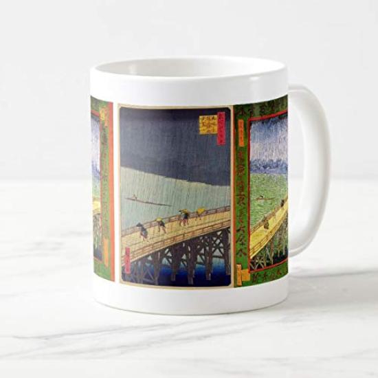 Utagawa Hiroshige and Van Hundred Famous Views of A Shower on the Great Photo mug Gogh's "One Edo Bridge" mug (Ukiyo-e series) (D)