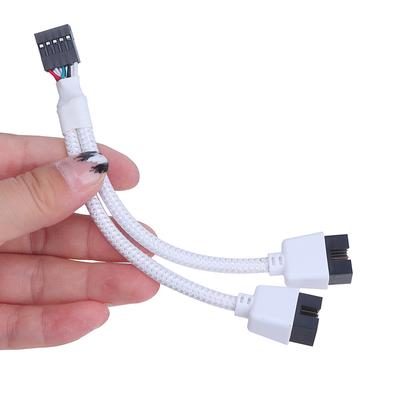 Cablu de prelungire audio Hd pentru PC Diy 15 cm Cablu de prelungire USB pentru placa de baza a computerului 9 pini 1 femela la 2 masculi Splitter Y