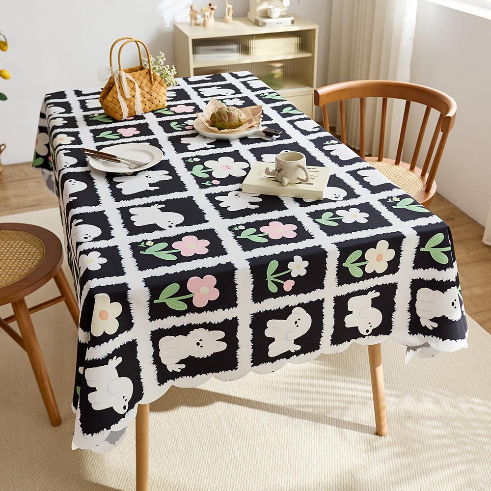 Tablecloth waterproof and oil-proof cartoon coffee cat cute student desk coffee table table mat dining table decorative cloth