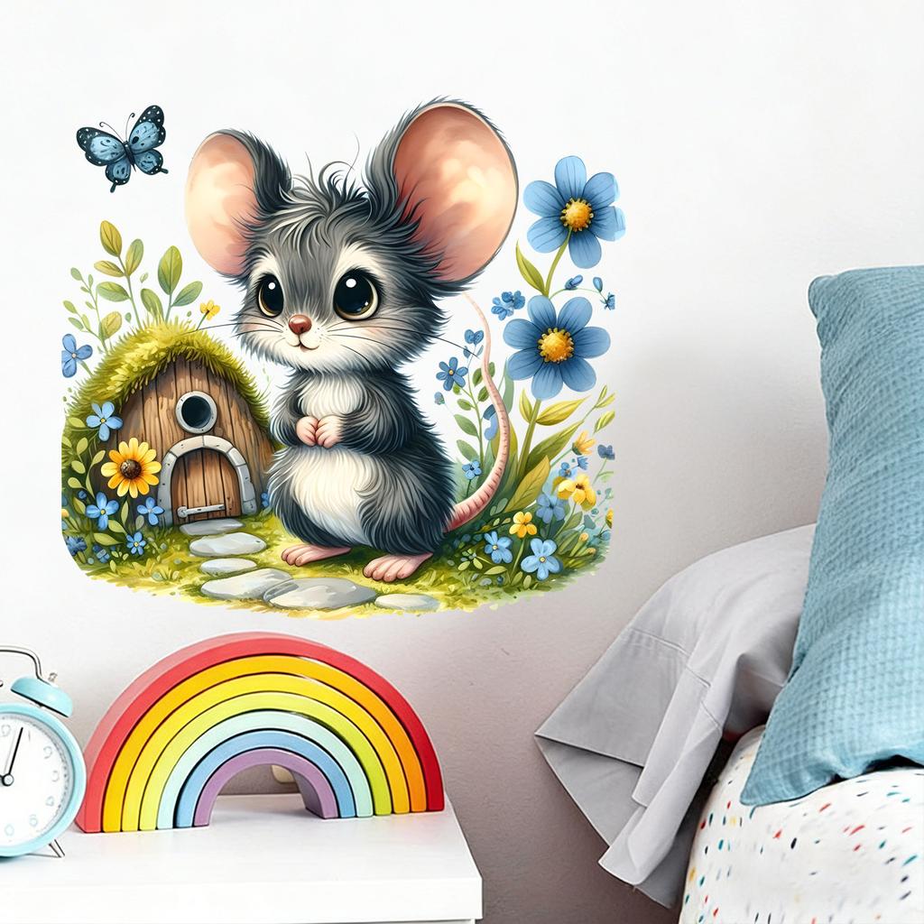 Creative Cartoon Cute Mouse Wall Stickers for Children's Room, Bedroom, Study and Living Room Wall Decoration Stickers
