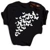 T-shirt da Donna a Maniche Corte Retro Colorata con Farfalle Stampate in 3D per Primavera/Estate