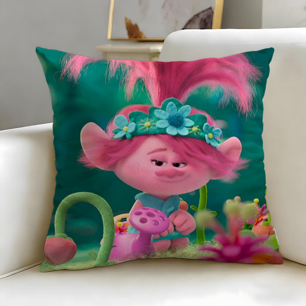 popular animated series Trolls Cushion Cover Soft  EasyWash Pillow Case  Versatile for Couch Bed Travel and Office