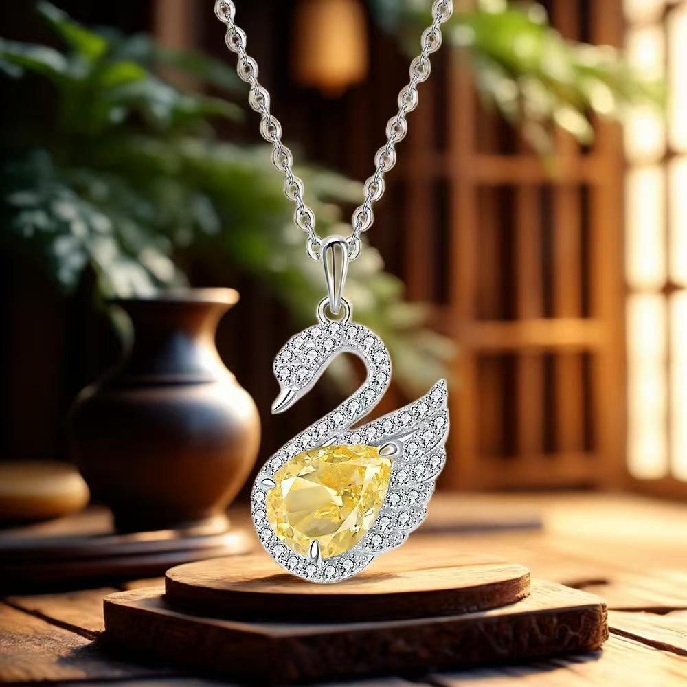 S925 Sterling Silver Swan Pendant Necklace: Elegant, Versatile Women's Accessory