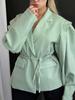 2025 Autumn/Winter European and American Women's Waist-Cinching Lace-Up Loose V-Neck Jacket