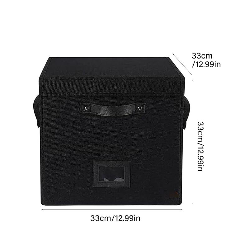 Record Album Case Organizes 120Vinyls Secure Bottom Design Easy Carry Handle Storage Box Adjustable Divider Design